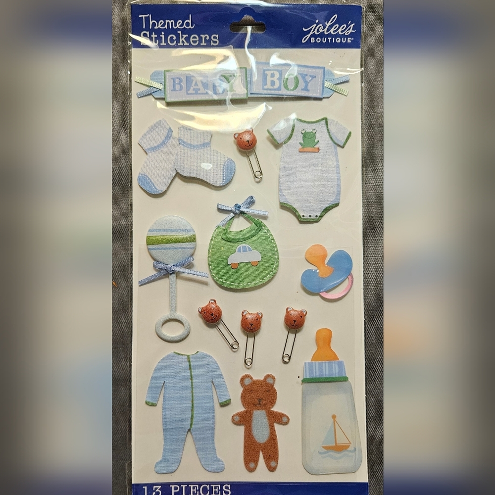 JOLEE'S Boutique Dimensional Scrapbooking Stickers-Baby Boy, Baby Shower